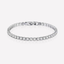 Elegant Ladies Silver Tennis Bracelet with Sparkling Cubic Zirconia Gems