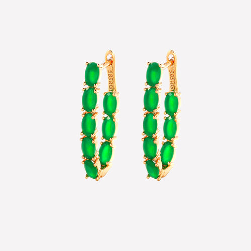 Elegant Ladies Green Cubic Zirconia Hoop Earrings