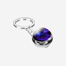 Constellation Key Ring Time Stone Double-Sided Glass Ball Metal Keychain Pendant