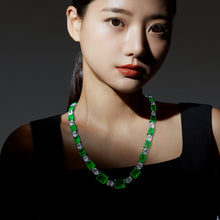 Luxury Art Deco Style Ladies Necklace with Green Cubic Zirconia