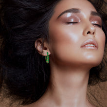 Elegant Ladies Green Cubic Zirconia Hoop Earrings