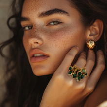 Vintage Natural Stone Malachite Glass Multi-Pendant High-Grade Fringe Open Ring