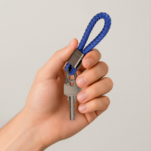 Hand-Woven Leather Car Key Ring Chain Charm Metal Key Holder