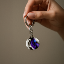 Constellation Key Ring Time Stone Double-Sided Glass Ball Metal Keychain Pendant