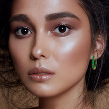 Elegant Ladies Green Cubic Zirconia Hoop Earrings