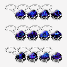 Constellation Key Ring Time Stone Double-Sided Glass Ball Metal Keychain Pendant