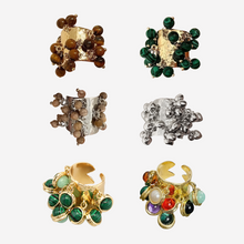 Vintage Natural Stone Malachite Glass Multi-Pendant High-Grade Fringe Open Ring