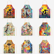 Whimsical Cat Prints On Cotton Kitchen Apron