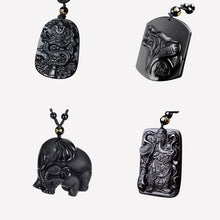 Exotic Black Elephant or Wolf Pendant Lucky Amulet Necklace