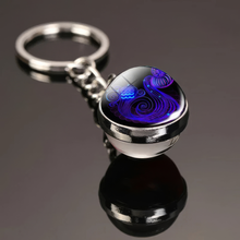 Constellation Key Ring Time Stone Double-Sided Glass Ball Metal Keychain Pendant