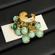 Vintage Natural Stone Malachite Glass Multi-Pendant High-Grade Fringe Open Ring