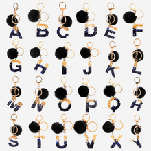 Delightful Initial Pendant Keychain with Pom Pom