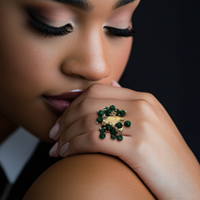 Vintage Natural Stone Malachite Glass Multi-Pendant High-Grade Fringe Open Ring