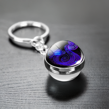 Constellation Key Ring Time Stone Double-Sided Glass Ball Metal Keychain Pendant
