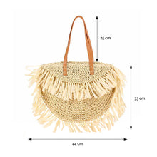 Fashion-Forward Bo-Ho Women’s Half-Round Fringed Straw Tote