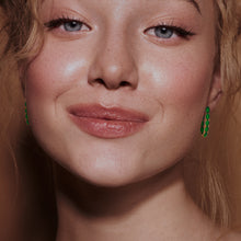 Elegant Ladies Green Cubic Zirconia Hoop Earrings