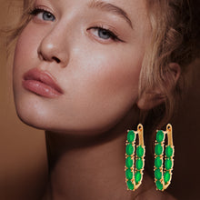 Elegant Ladies Green Cubic Zirconia Hoop Earrings