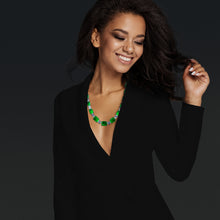 Luxury Art Deco Style Ladies Necklace with Green Cubic Zirconia