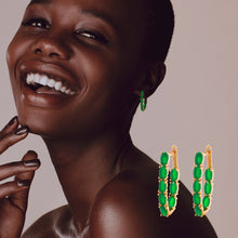 Elegant Ladies Green Cubic Zirconia Hoop Earrings