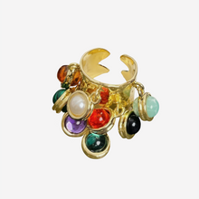 Vintage Natural Stone Malachite Glass Multi-Pendant High-Grade Fringe Open Ring