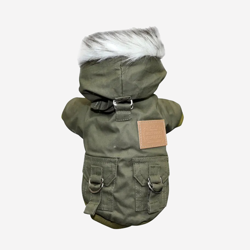 Adorable Windproof Coat with Faux Fur Lined Hood for Small Dogs