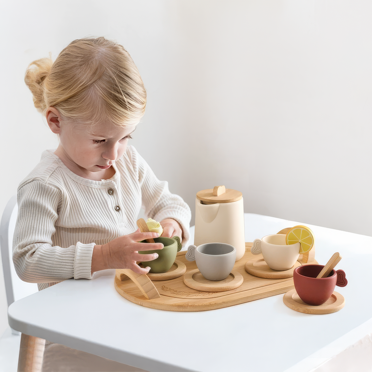 The Petite Gourmand Tea Set in Natural Wood
