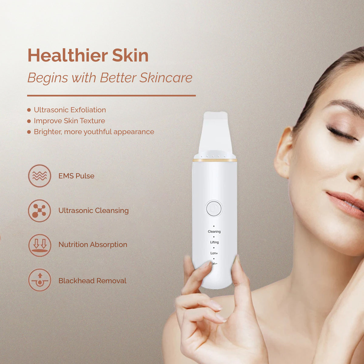 Ultrasonic Facial Skin Revitalising Device & Skin Scrubber