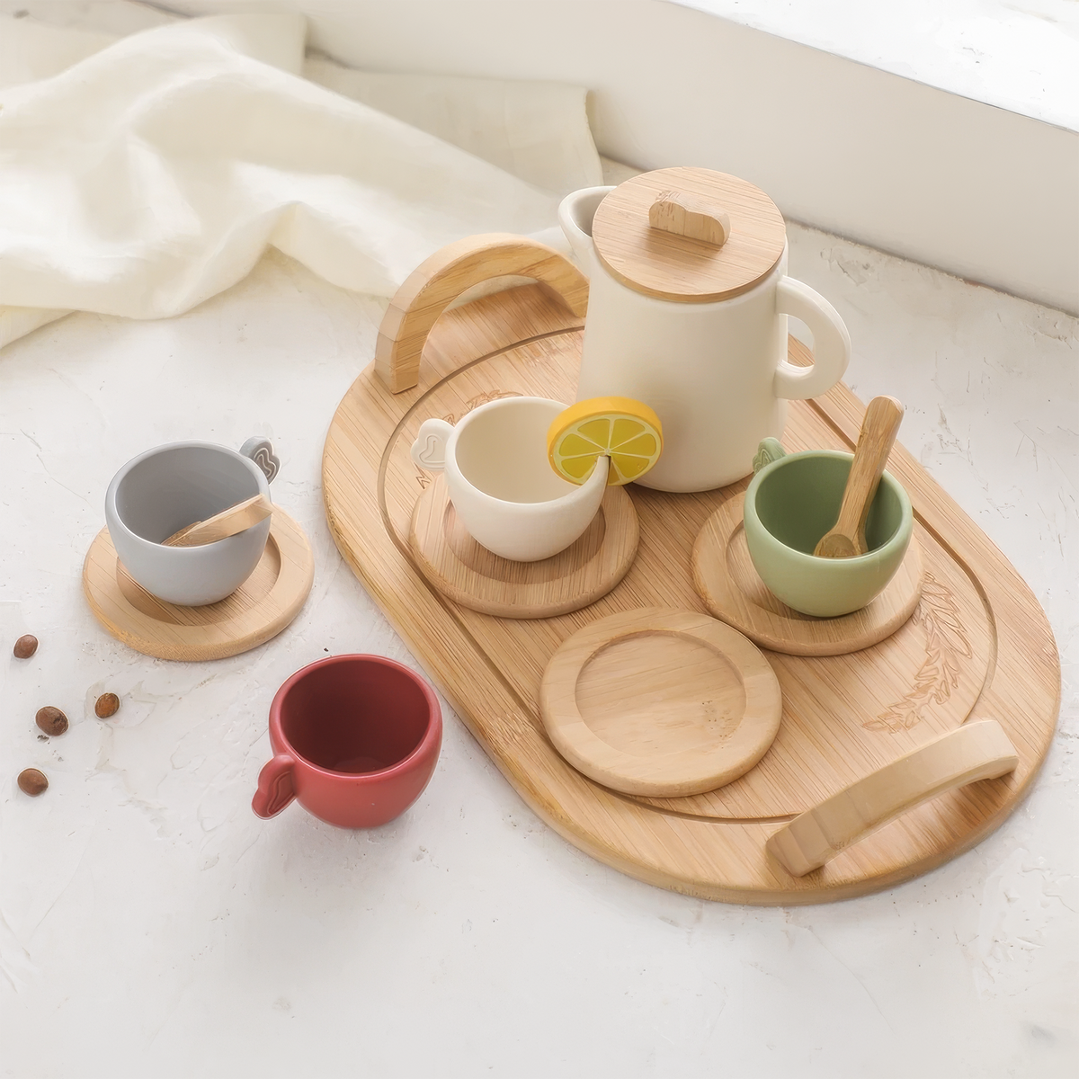 The Petite Gourmand Tea Set in Natural Wood
