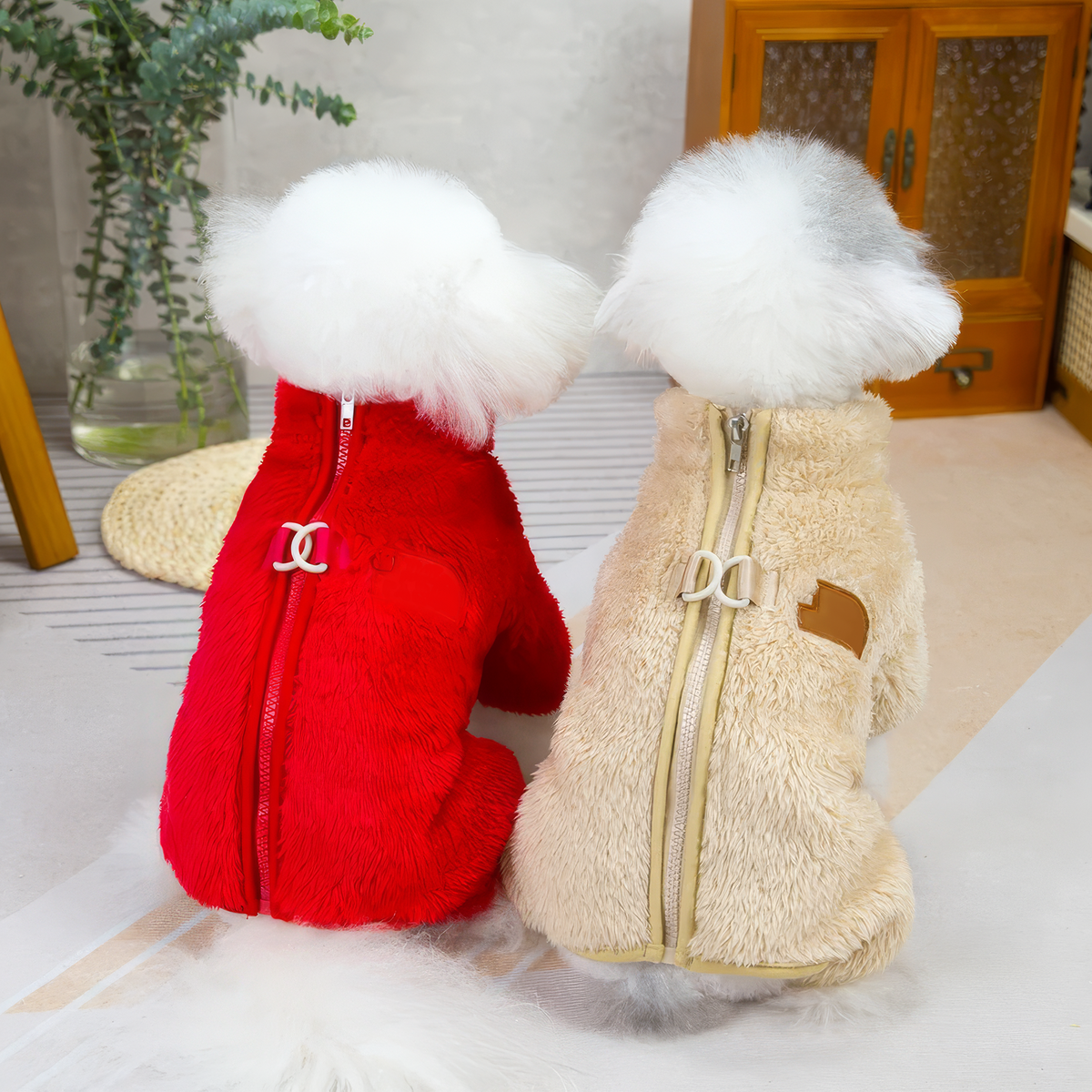 Winter Dogs Jumpsuit Coat with Zipper Warm Pet Jacket Overalls for Small Dogs