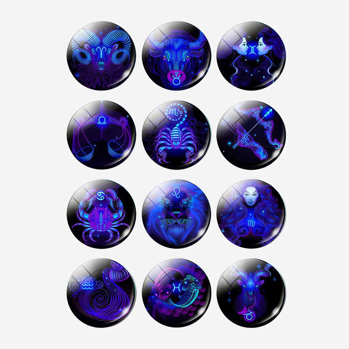 Constellation Key Ring Time Stone Double-Sided Glass Ball Metal Keychain Pendant