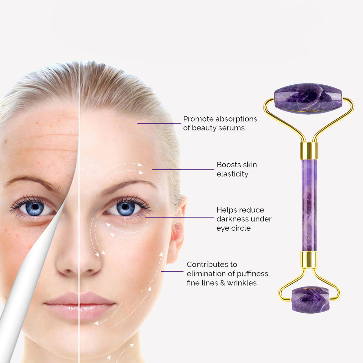 Premium 3 Piece Amethyst Facial Massager