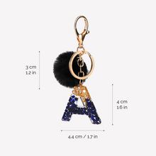 Delightful Initial Pendant Keychain with Pom Pom