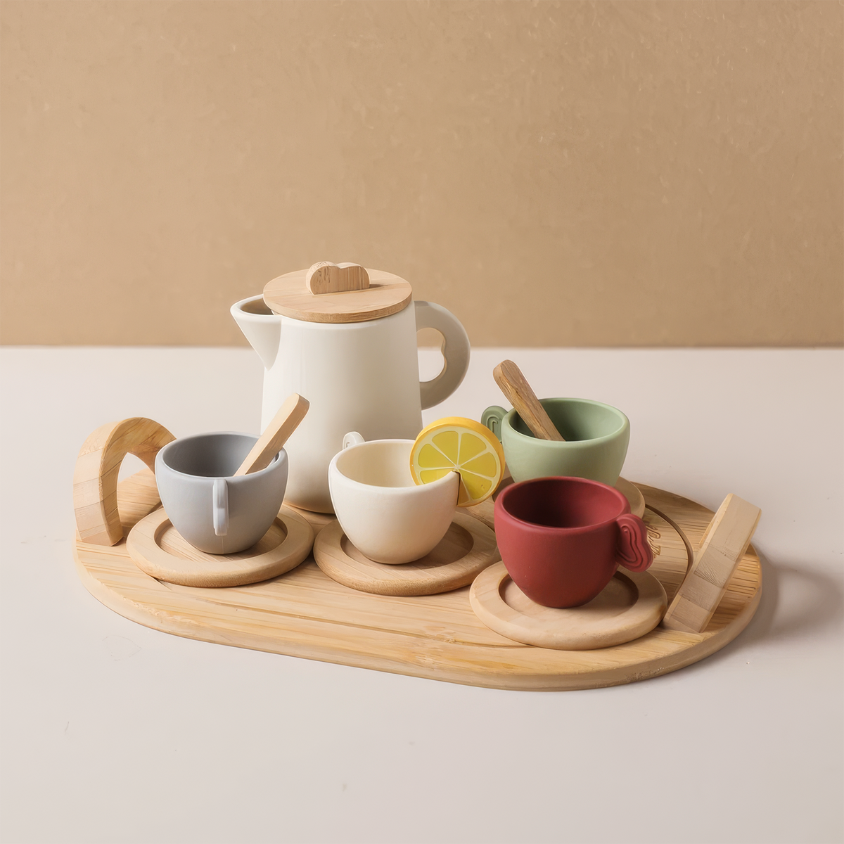 The Petite Gourmand Tea Set in Natural Wood