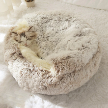Plush Round Pet Bed & Comfy Warm Nest for Cats & Dogs