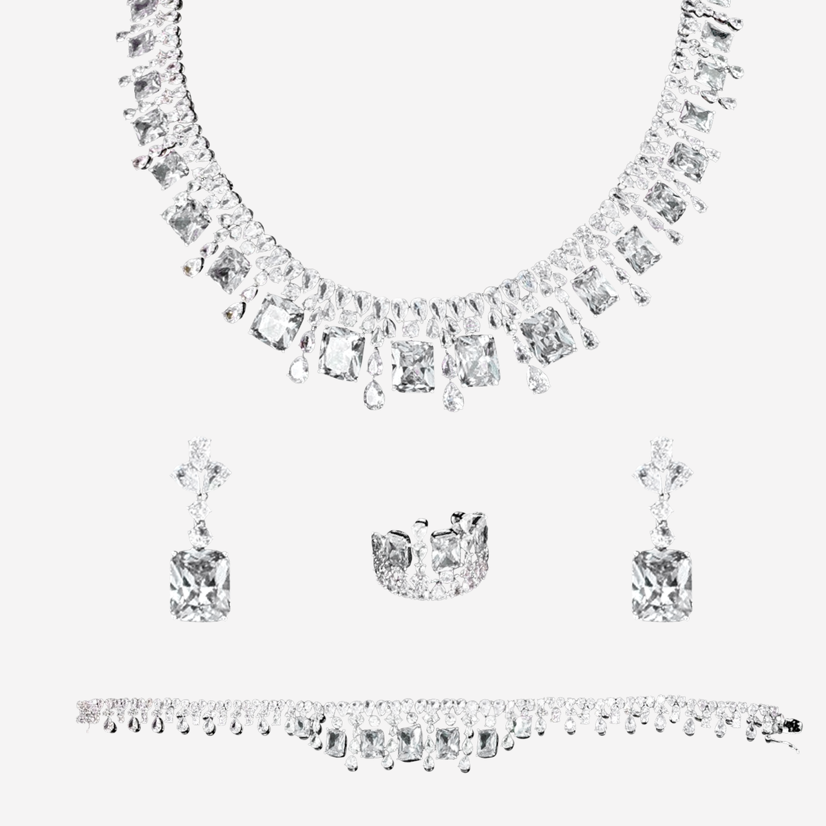 Extravagant Ladies 4-Piece Formal Cubic Zirconia Jewellery Sets