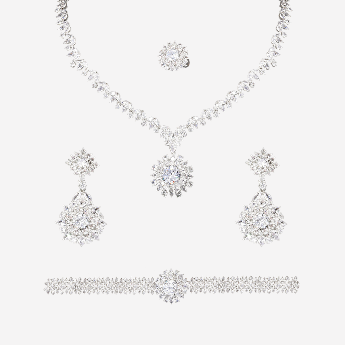 Elegant Yellow and White 2 or 4 Piece Formal Jewellery Sets