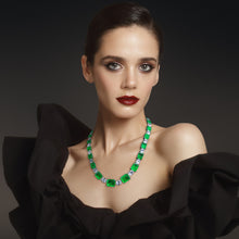 Luxury Art Deco Style Ladies Necklace with Green Cubic Zirconia
