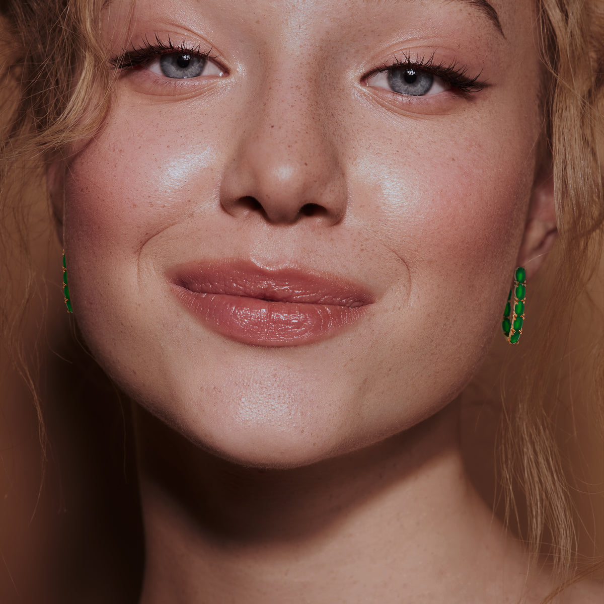 Elegant Ladies Green Cubic Zirconia Hoop Earrings