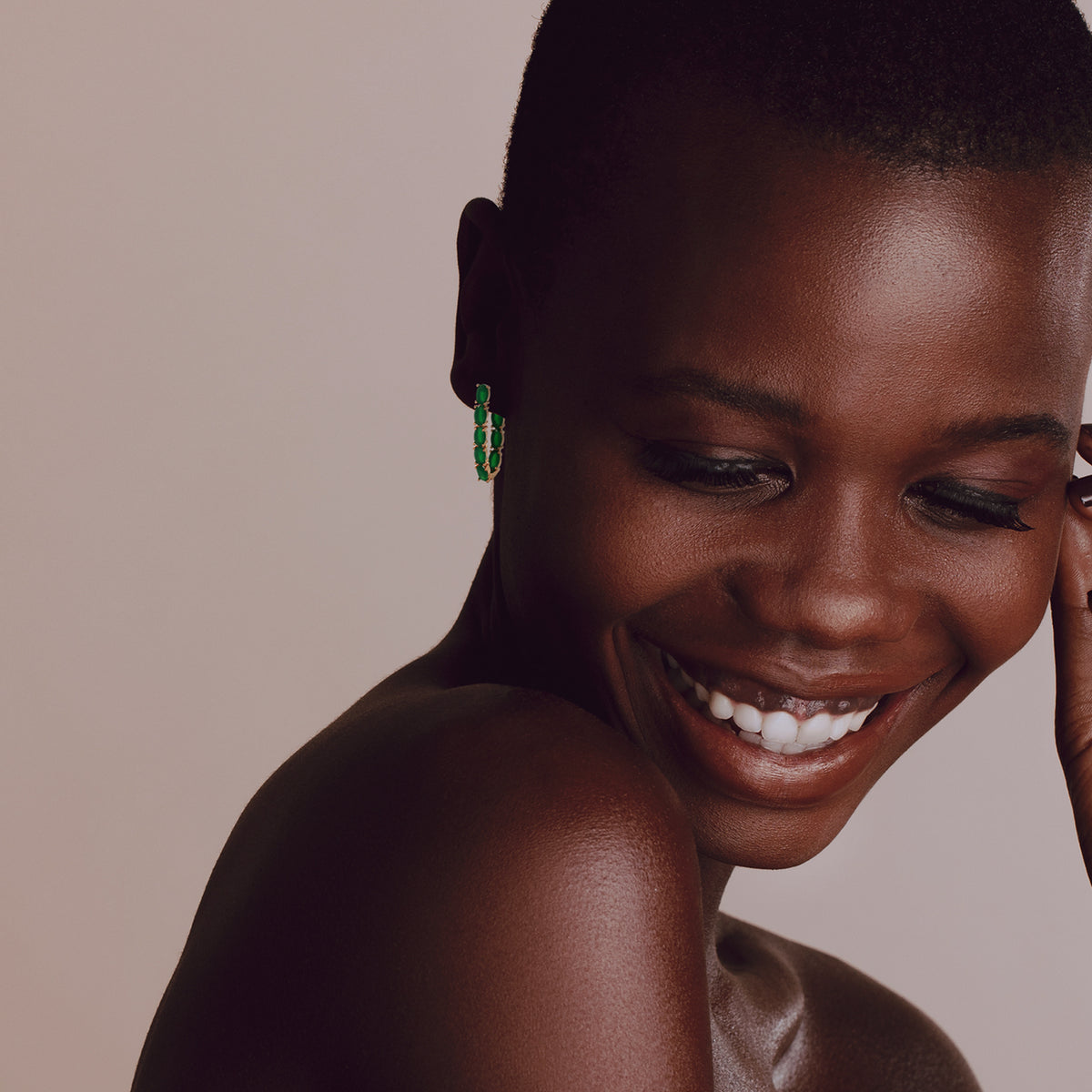 Elegant Ladies Green Cubic Zirconia Hoop Earrings