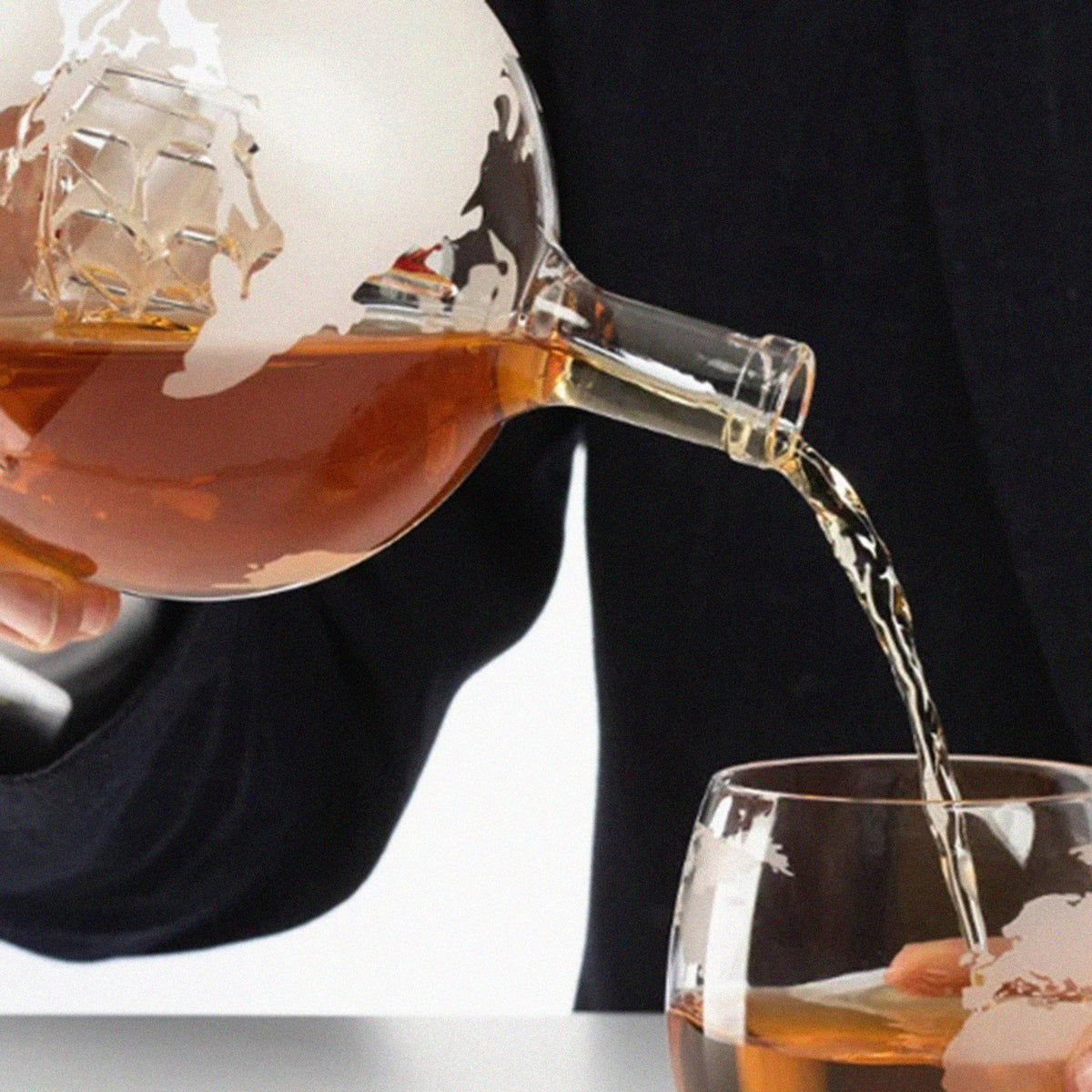 Exquisite Glass Globe Decanter With Finished Wood Stand