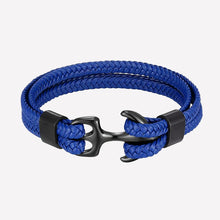 High-Quality Woven Black Leather Rope Bracelet with Anchor Clasp