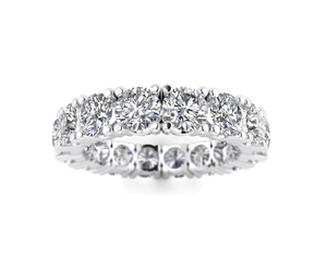 14K Solid White Gold Eternity Wedding Ring | Stunning Moissanite Engagement Jewellery | AEAW Piece With 585 Marking & Sparkling DF Color | Available Widths 3 mm - 5 mm.