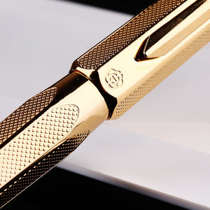 Grand Premier Collection Gold Fountain Pen | 14K Fine Writing Instrument | Featuring Bicolour Coated Medium Nib & Unique Three-Dimensional Geometric Pattern | Perfect For Graduates Teens Adults Professionals Executive Writers & Seniors