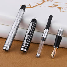 Black & Silver Picasso Classic Fountain Pen | Luxurious Fine Writing Instrument | Featuring 10K Gold Nib | Unisex Male Female Item | Perfect for Teens Adults & Seniors | Ideal For School Home Business Writing Drawing & Graphics Design.