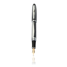Black & Silver Picasso Classic Fountain Pen | Luxurious Fine Writing Instrument | Featuring 10K Gold Nib | Unisex Male Female Item | Perfect for Teens Adults & Seniors | Ideal For School Home Business Writing Drawing & Graphics Design.