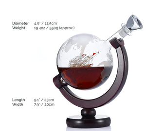 Globe Decanter With Finished Wood Stand | Bar Aerator Funnel | Wine Aerator Bar Accessories | Home Bar Accessories Tools | 800 ML (28 Ounce) Capacity.