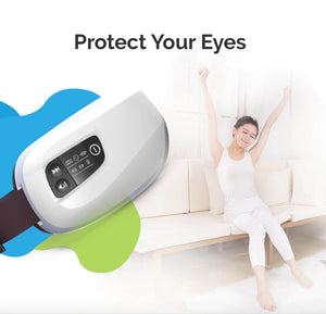 Soothing Rechargeable Vibrating Eye Massager with Far-Infrared Technology | Wireless Electric Air Pressure Delivers Magnetic & Heat Therapy | Handy MP3 Function To Listen To Tunes.