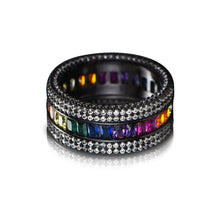 Dubai Luxury Stacked Cubic Zirconia Ring | Bold Rainbow Unisex Male Female Finger Fashion Accessory.