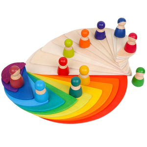 Large Creative Educational Rainbow Stacker | Wooden Montessori™ Style Rainbow Building Blocks for Education & Learning Development  | Perfect Toy For Kids Children & Youth.
