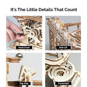 Interactive 3D Wooden Marble Run Game | Gear Drive Coaster Model Toy | Perfect Game For All Ages: Children Kids Youth & Adults.